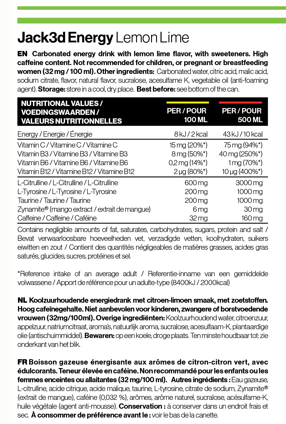 Jack3d Energy  - 12 x 500 ml