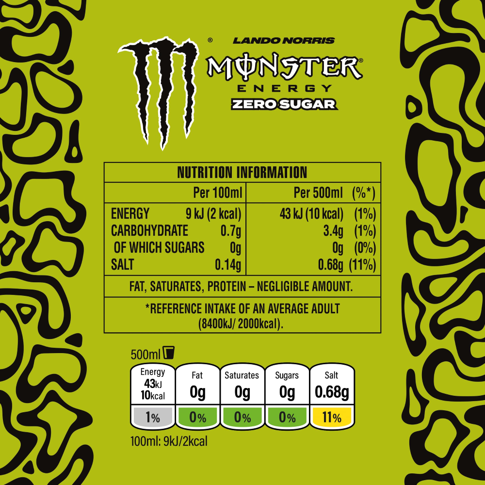 Monster Energy Lando Norris Zero Sugar  - 12 x 500 ml