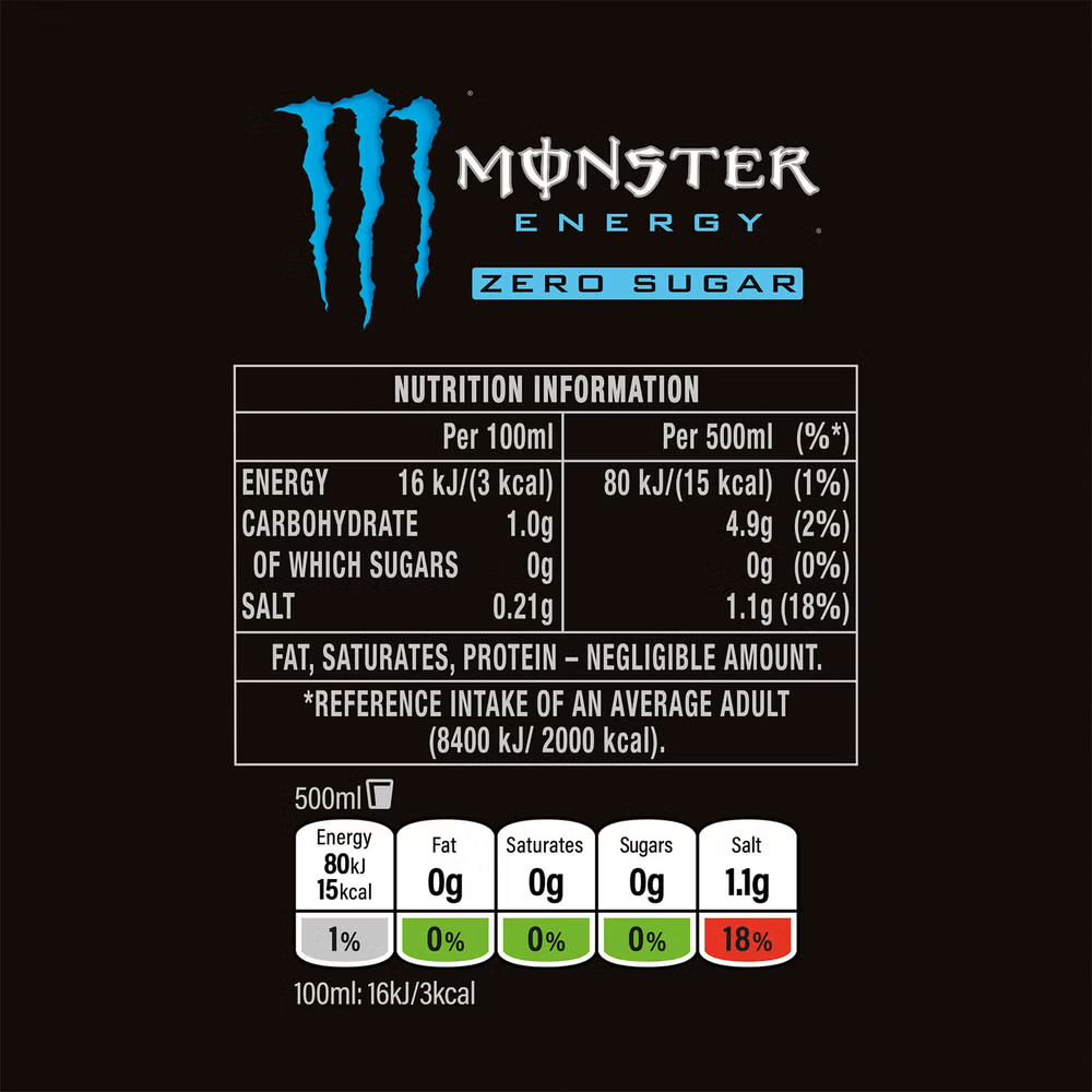 Monster Energy Absolutely Zero - 12 x 500 ml