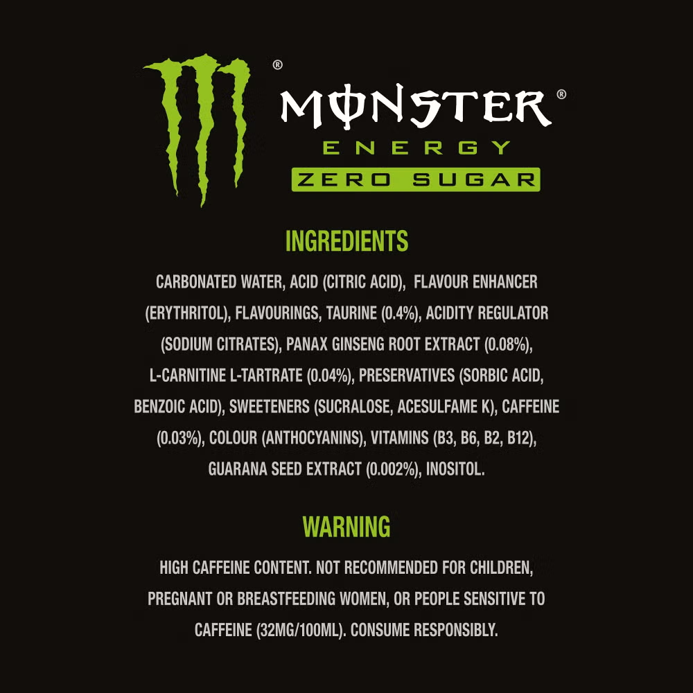 Monster Energy Original Zero Sugar - 12 x 500 ml