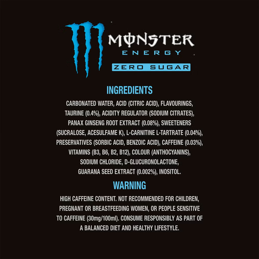 Monster Energy Absolutely Zero - 12 x 500 ml