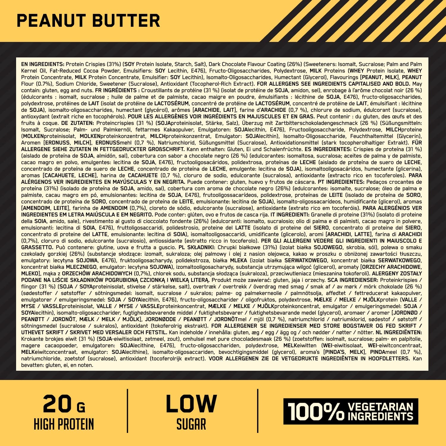 Optimum Nutrition Protein Crisp Bar - 10 x 65 g - Peanut Butter