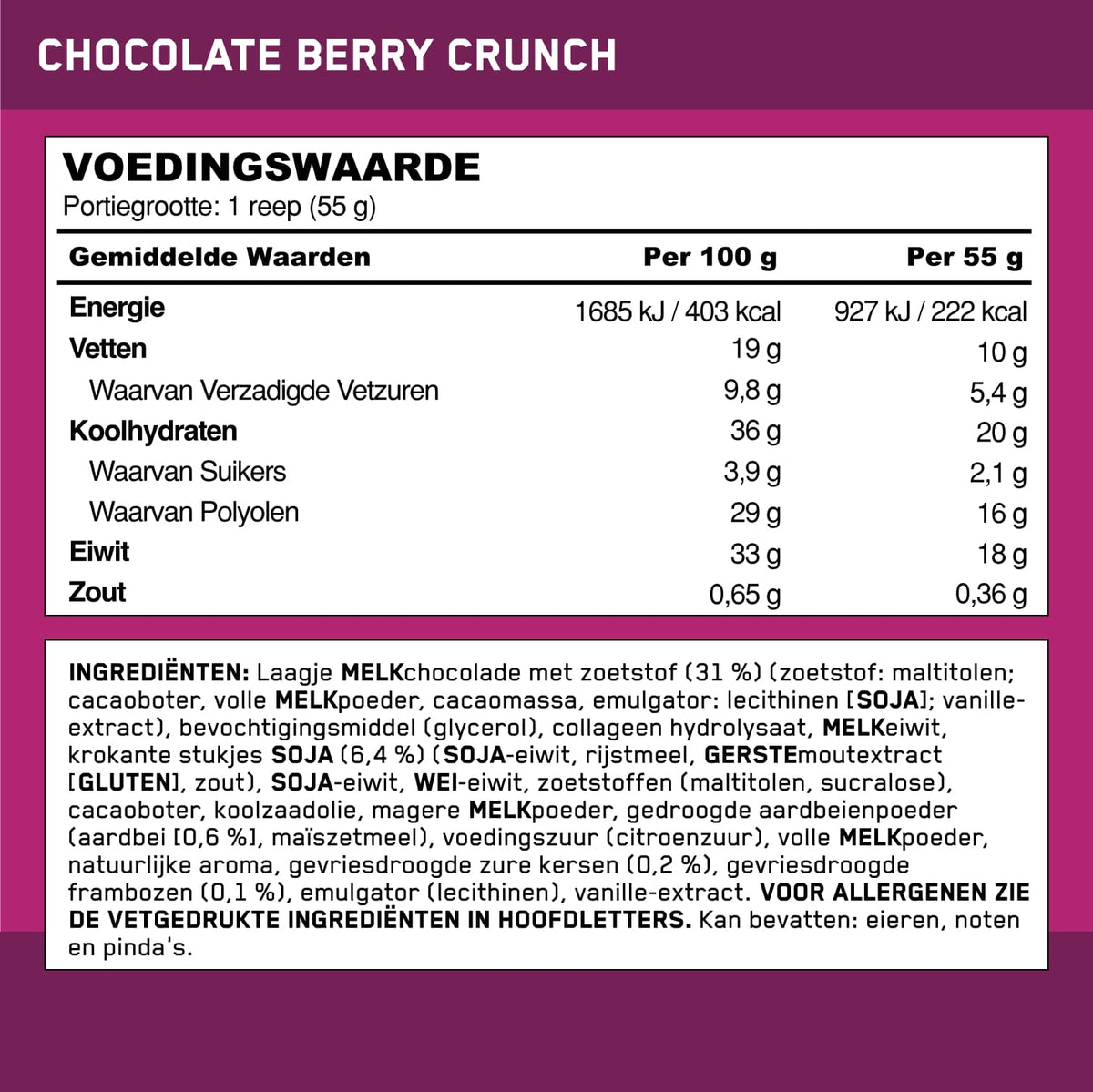 Optimum Nutrition Protein Bar - 12 x 55 g