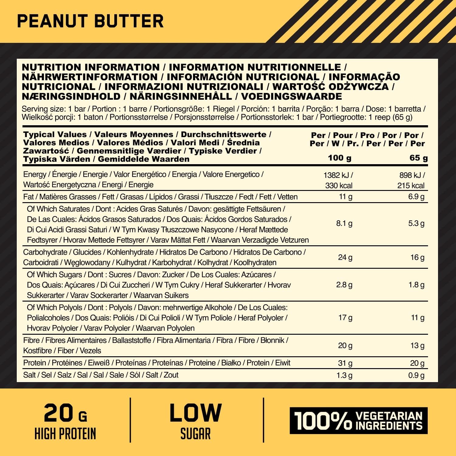 Optimum Nutrition Protein Crisp Bar - 10 x 65 g - Peanut Butter