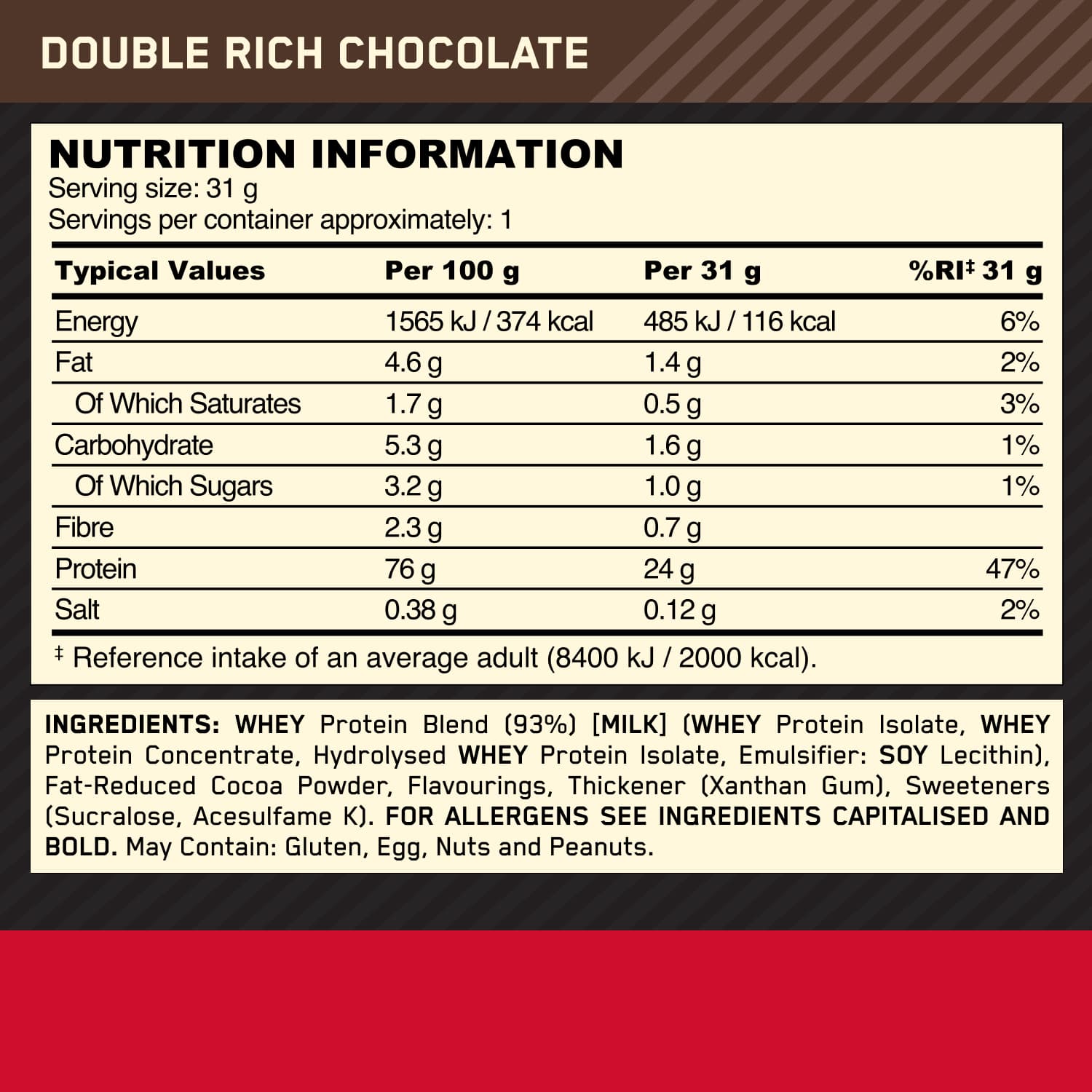 Optimum Nutrition Gold Standard 100% Whey Sachets - 24 x 30 g