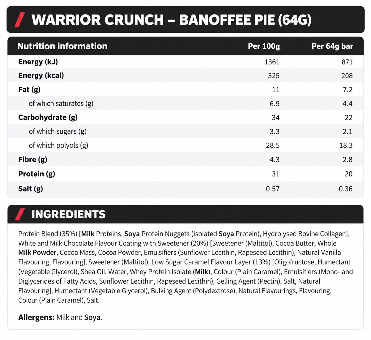 Warrior Crunch Bar - 12 x 64 g