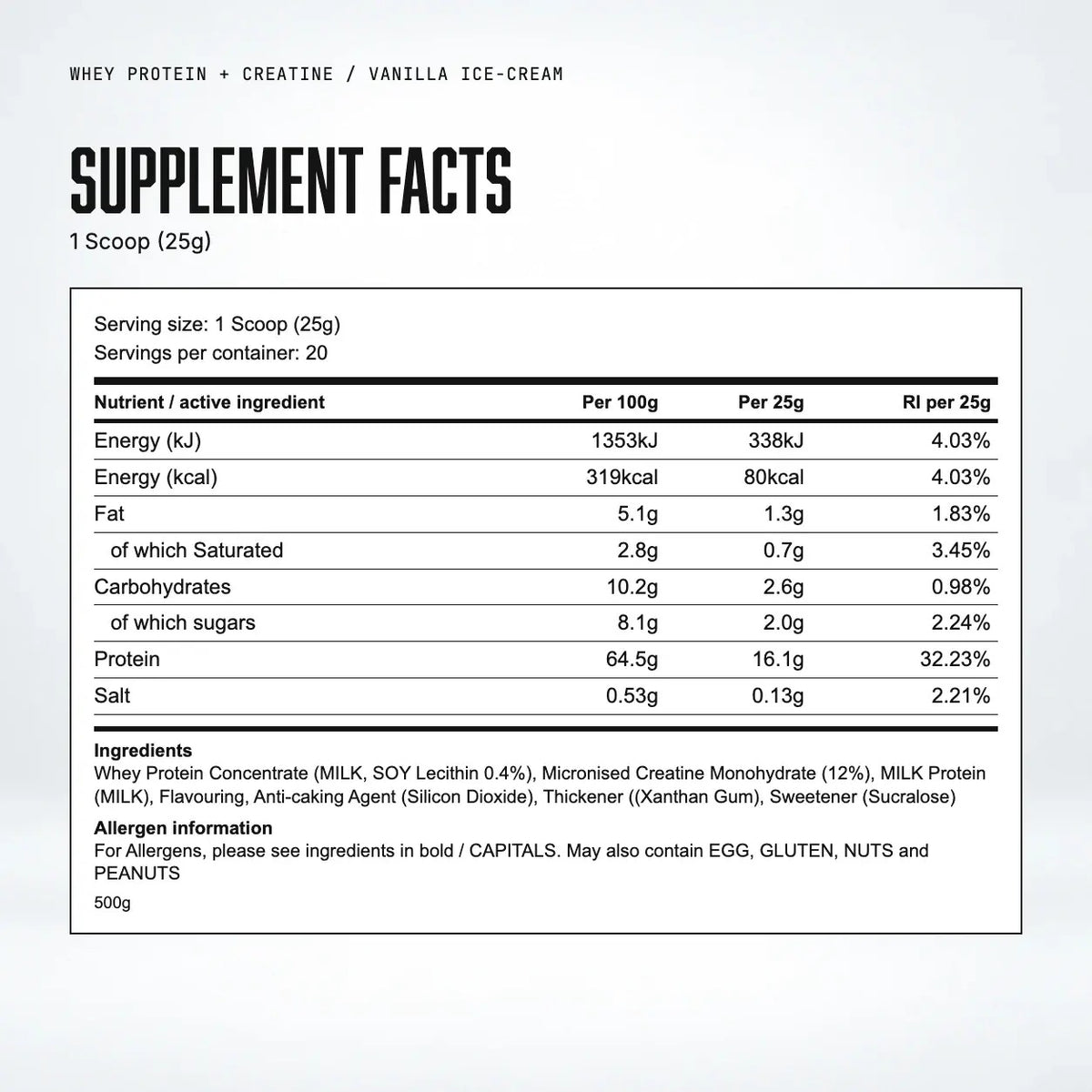 Warrior Whey Protein Plus Creatine - 500 g