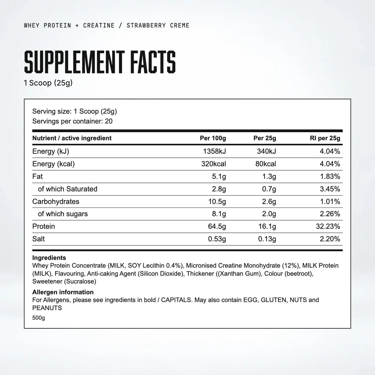 Warrior Whey Protein Plus Creatine - 500 g