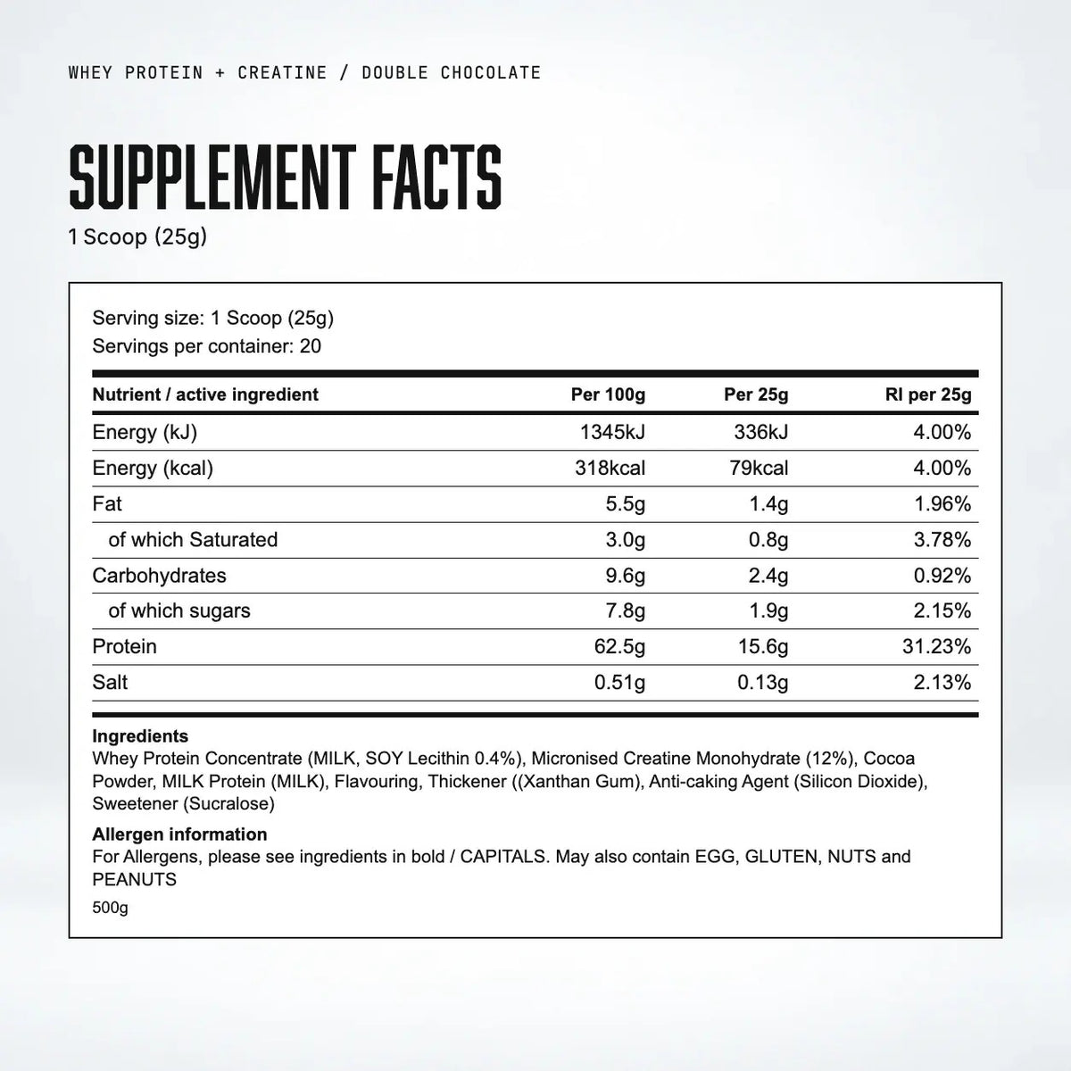 Warrior Whey Protein Plus Creatine - 500 g