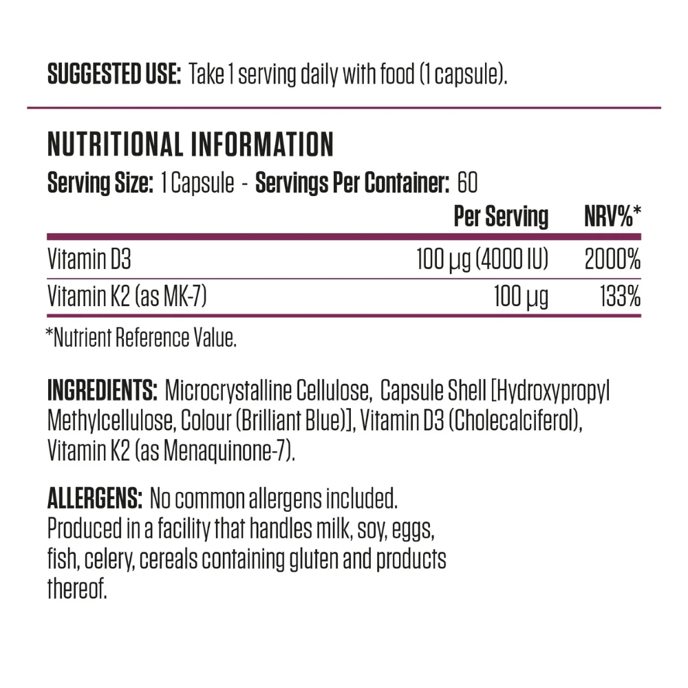 Applied Nutrition D3 + K2 - 60 caps