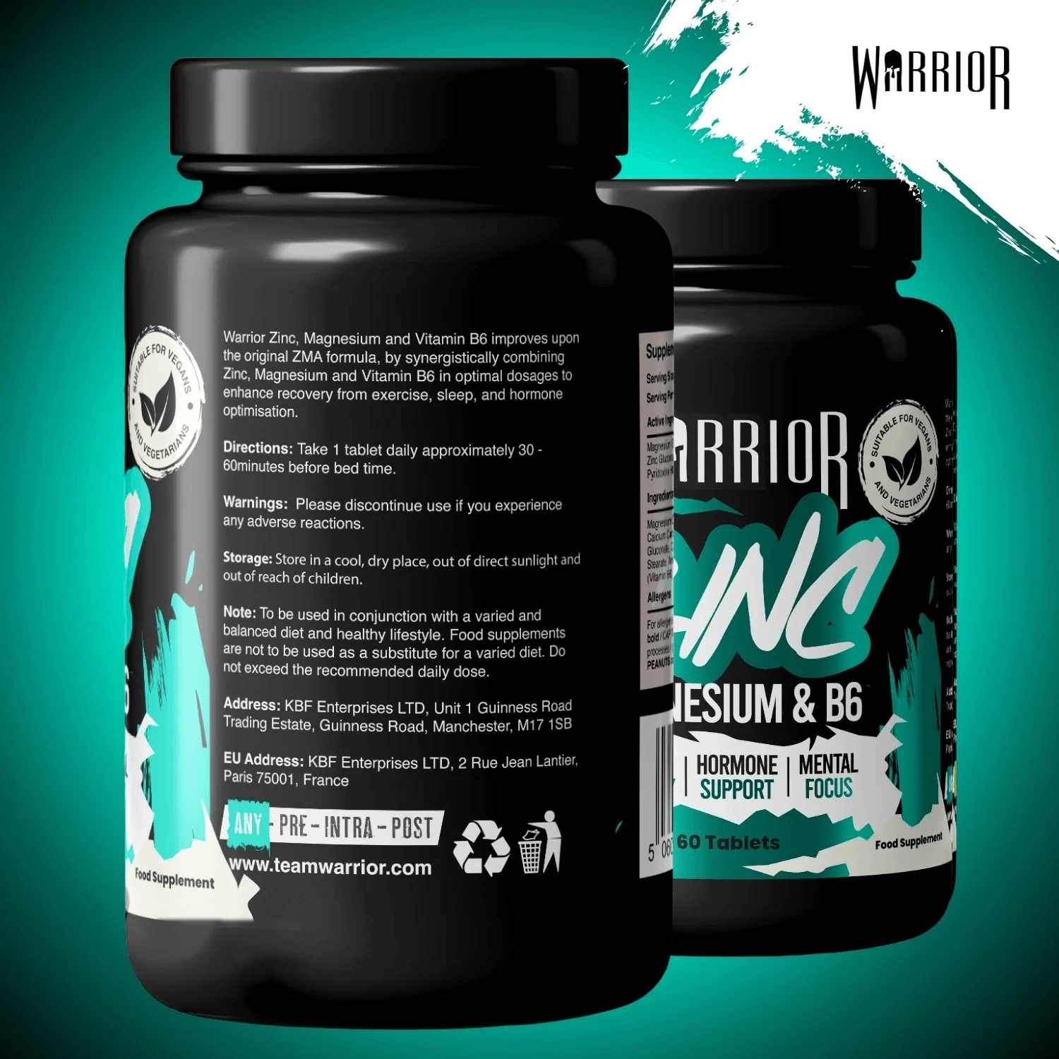 Warrior Zinc Magnesium and B6 - 60 tabs