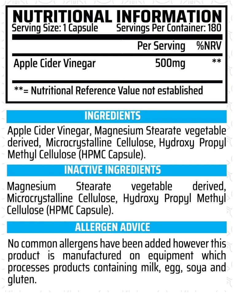 CW Apple Cider Vinegar 180 capsules EXP 01042024 Prometeus